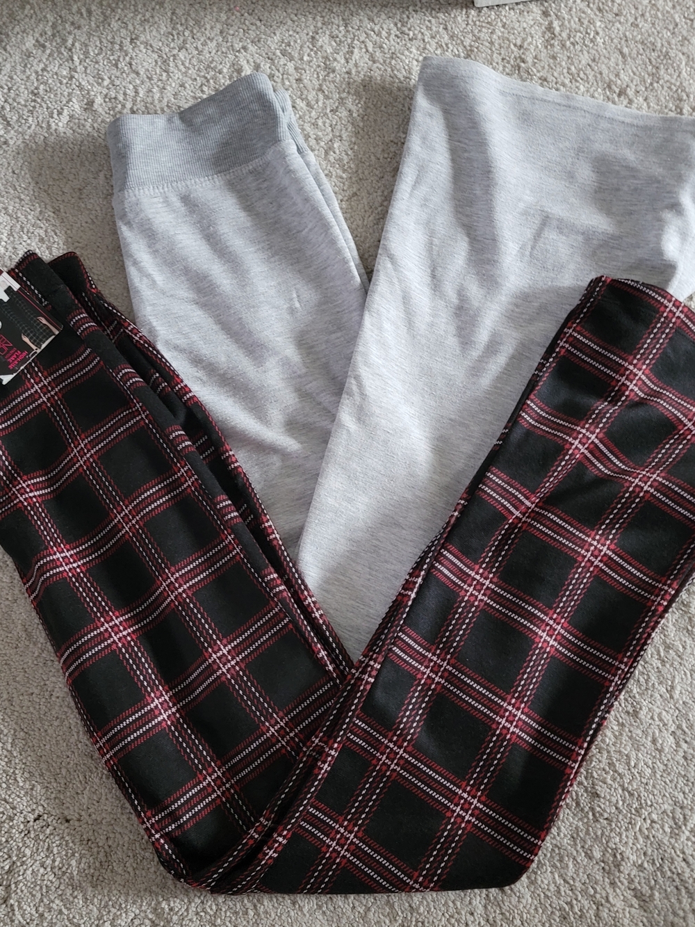 NOBO Black Plaid Flare Pants with Red & White Accent